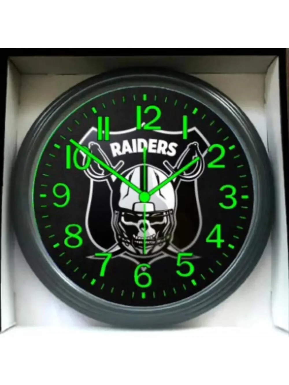 Raiders Glow In The Dark Wall Clock New!